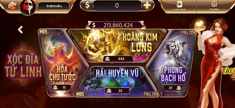 Minigame Xóc Đĩa Tứ Linh Tại SunWin Đấu Trường May Mắn Với Giải Thưởng Đỉnh Cao